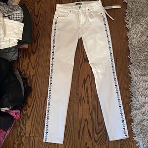 aqua white jeans with design with tags